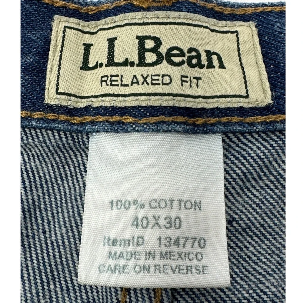 LL Bean Mens Relaxed Fit Jeans 40x30 Blue Denim Medium Wash 134770 Cotton B4